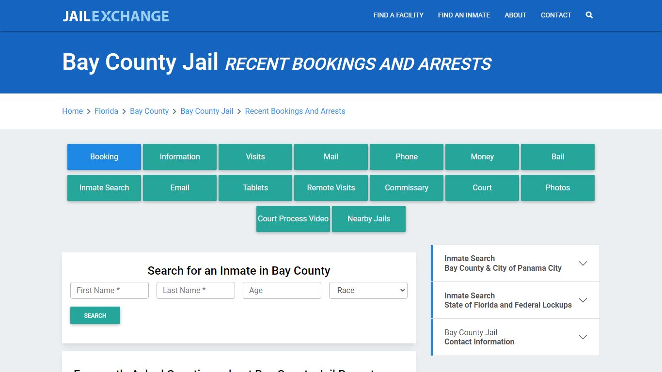 Bay County Jail FL Recent Arrests and Bookings - Jail Exchange